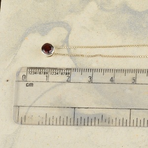 925 Sterling Silver Round Bezel Set Natural Garnet Birthstone Solitaire <b>Pendant</b> Necklace for Women January Birthstone Jewelry - Product Image 3