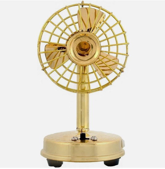 Vintage Brass Handmade Art Deco Mini Decorative Desk Air Cooling Fan Golden Metal Desktop Gift Home Decor Lightweight
