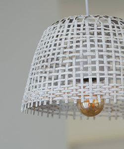Handwoven Bamboo Pendant Light Whitewashed Boho Basket Lamp Natural Rattan <b>Ceiling</b> Light Eco Friendly Supplier - Product Image 5