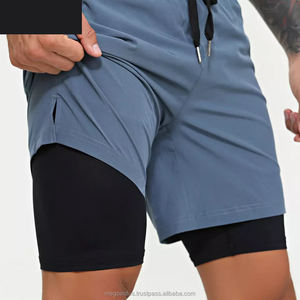 Short de gymnastique à deux couches de haute qualité pour hommes Short d'exercice décontracté respirant à séchage rapide Offre Spéciale à motif solide en taille 6XL - Product Image 4