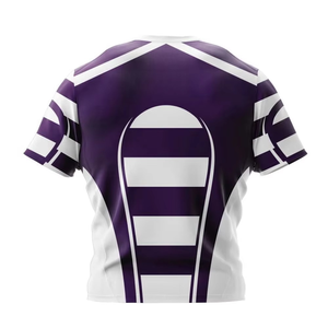 Ensemble de maillot de football pour homme, rayé violet et blanc, manches courtes, col rond, polyester sublimé, respirant, coupe athlétique - Product Image 5