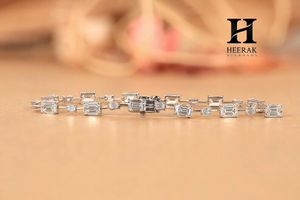 Pulsera de Lujo con Diamantes de Corte Esmeralda Alternados, Joyería Fina de Oro de 18K para Mujer - Product Image 2