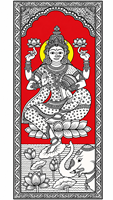 Peinture traditionnelle rectangulaire en tissu Kalamkari pour la décoration de la maison, art mural indien fait main