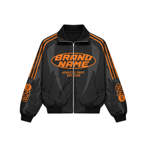 Custom Brand Name Men's Sporty Track Jacket & Shorts Set Sublimation Print Breathable Polyester Autumn Wear Zip up Bomber Jacket - Product Image 2
