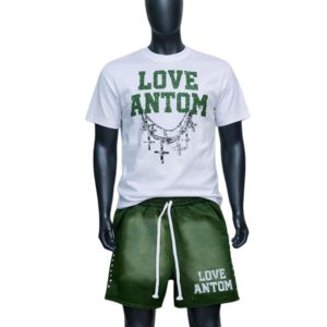 T-shirt personnalisé en coton 100% délavé à l'acide pour l'été avec impression sur short en nylon, ensemble vintage hip-hop été pour hommes - Product Image 3