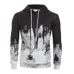 Sweat-shirt à capuche pour homme, imprimé toile d'araignée, coupe ajustée, pull décontracté, vêtement d'automne, 100% polyester, tricoté, manches longues - Product Image 1