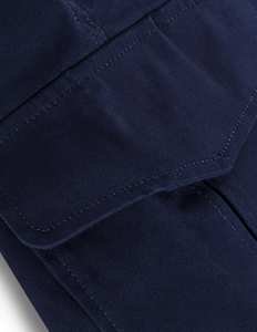 Shorts cargo pour homme, bleu marine, taille mi-haute, fermeture boutonnée, couleur unie, style décontracté, avec poches, en coton tissé - Product Image 6