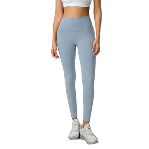 Leggings de sport taille haute pour femme avec logo personnalisé, sans couture, gris foncé, pour le fitness et le yoga - Product Image 5