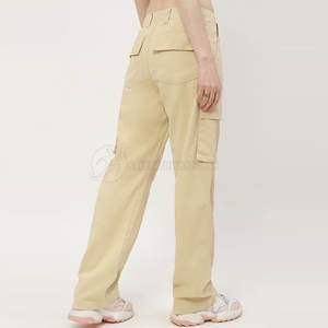 Pantalon cargo décontracté pour femme, taille mi-haute, en toile 100% coton, imperméable, séchage rapide, respirant, hiver, devant plat, teint uni, personnalisable - Product Image 3