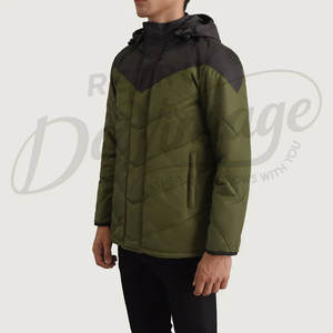 Chaqueta de invierno para hombre de dos tonos, con capucha, estilo parka, informal, cálida, acolchada, cortavientos, para uso en exteriores. - Product Image 4