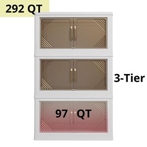 Scatola di Stoccaggio Pieghevole con Porta Trasparente da 25,6 Pollici, 3 Livelli, Grande Capacità, Facile Accesso, Accessorio Salvaspazio per Armadio - Product Image 2