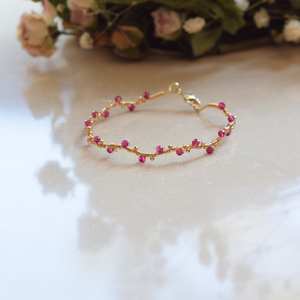 Bracelet jonc en quartz rouge rubis fait main, pierre de naissance de juillet, cadeau pour elle, argent sterling 925 plaqué or 14 carats - Product Image 2