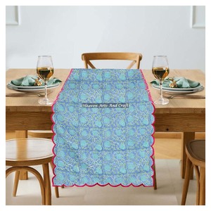 High Quality Indian Cotton Hand Block Print Embroidery Edge <b>Table</b> <b>Runner</b> Decor Decorative Item For Living Room For <b>Wedding</b> Event - Product Image 1
