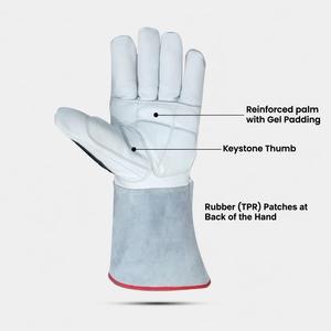 Gants de pompier en cuir robuste de haute qualité avec revêtement texturé, manchette réfléchissante en Kevlar, résistants à la chaleur et aux chocs, équipement de sécurité - Product Image 3