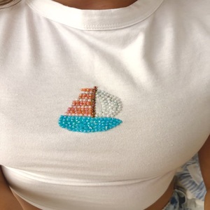 Casual Chic Seed Beads Embroidered Sleeveless <b>Top</b> Colorful Seed Beads Fashion Embroidery Tank Apparel - Product Image 1