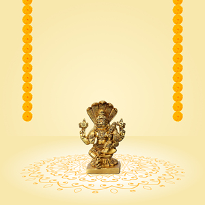 Gold Plated Brass <b>Religious</b> Figurine Polished Sculpture Hindu Home Decor <b>Statue</b> 3.5 x 2 x 3.1 Inch - Product Image 1