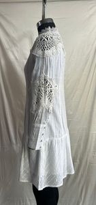 Robe Courte Blanche Indienne pour Femmes, Vêtement de Nuit à Manches Longues avec Décoration en Dentelle, pour un Look Élégant - Product Image 3