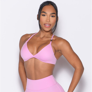 Sujetador Deportivo de Chifón Lila de Alta Calidad, con Tirantes Ajustables, Corte Bikini, Escote en V Profundo y de Alto Impacto para Mujer - Product Image 1