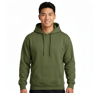 Sudadera con Capucha para Hombre, Color Verde Oliva, Corte Regular, Felpa de Algodón, Diseño Casual de Color Sólido con Bolsillos, Ropa de Otoño - Product Image 5
