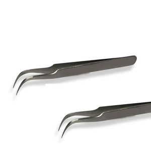 Pinces à cils en acier inoxydable DANTRIC IMPLANTS HK-O-3219 de qualité supérieure, lot de 2 pièces, couleur argentée, pointe lisse, précision - Product Image 3