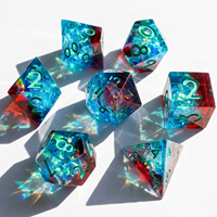 Mini Dés Polyédriques en Résine Bleu Violet Galaxy pour D&D, 1 Pièce, Peints à la Main, Écologiques, Bords Tranchants, pour Jeux de Société RPG et Fêtes