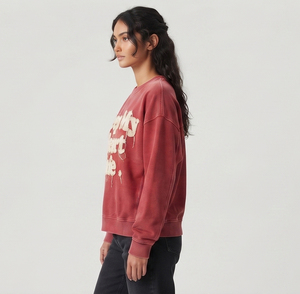 Women's Oversized Crew Neck Sweatshirt With Applique Embroidery Sweatshirts Ladies <b>Drop</b> Shoulder 500 GSM Fleece Sweat Shirts - Product Image 5