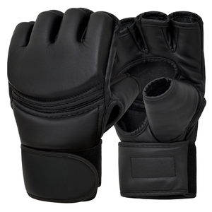 ถุงมือ MMA หนัง PU แบบครึ่งนิ้ว ปิดด้วยเวลโคร สีดำ อุปกรณ์ฝึกศิลปะการต่อสู้สำหรับผู้ใหญ่ - Product Image 1
