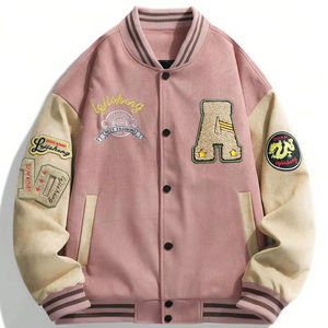 Custom streetwear varsity jacket mens chenille patch embroidery applique fleece wool blend <b>thick</b> warm anti pilling <b>winter</b> <b>coat</b> - Product Image 1