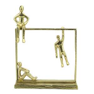 33cm H X 8cm W X 25.5cm L Modern Aluminium Figurative Sculpture Three Human Figures Rectangle <b>Frame</b> Handmade Eco-Friendly - Product Image 2