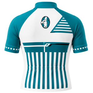 Maillot de Ciclismo Blanco y Verde Azulado de Manga Corta con Cremallera Completa, Secado Rápido, Transpirable, para Ciclismo de Carretera y Deportes de Alto Rendimiento - Product Image 2