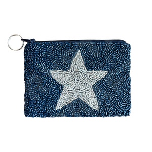 Monedero con cuentas de semillas de estrellas plateadas, hermoso accesorio de moda con características de accesorios de moda - Product Image 1