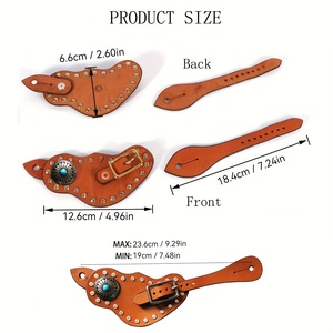 1 Par de Espuelas de Cuero Ajustables Estilo Western con Detalles de Cristal - Cuero PU, Equipo Ecuestre, Accesorios y Suministros para Caballos - Product Image 1