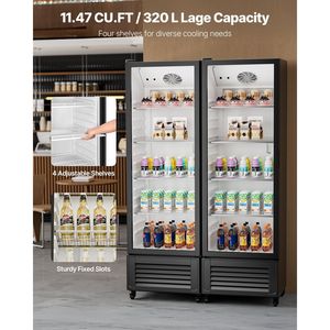 Frigorifero Espositore Commerciale con Porta in Vetro da 11,47 CU.FT, Refrigeratore Verticale per Bevande e Congelatori - Product Image 2