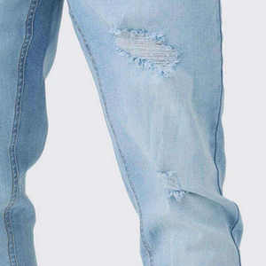 <b>Top</b> Quality Skinny Ripped <b>Distressed</b> Denim Jean Pant Streetwear Style High Waist Men's Jeans Pants - Product Image 5
