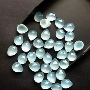 Cabochons en chalcédoine aqua naturelle taille rose poire 8mm 12mm pour la fabrication de bijoux, pierres précieuses en vrac très demandées, vente directe usine - Product Image 1
