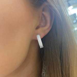Double Sided Pave Round Lab Grown Diamond <b>Huggie</b> Hoop Earring Wholesale 14k 18k <b>Gold</b> Large 19mm Hinged Classic Pair Manufacturer - Product Image 6