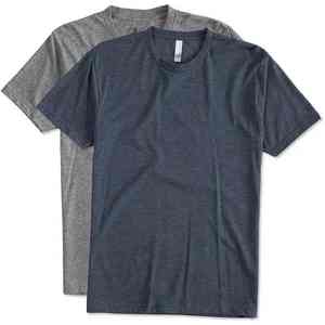 T-shirt personnalisé en mélange polyester-coton, écologique, gris chiné, t-shirt vierge, logo personnalisé, 210 grammes. - Product Image 6