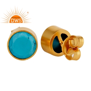 Dernière conception de la main 18K plaqué or Turquoise boucle d'oreille Demi bijoux fins pour les femmes cadeau pour elle - Product Image 4