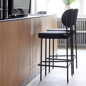 Taburete de Bar Moderno de Diseño Nórdico, Tapizado en Terciopelo, con Patas de Metal Negro <span class=keywords><strong>para</strong></span> <span class=keywords><strong>Isla</strong></span> de Cocina, Cafetería, AU, Bali - Product Image 4