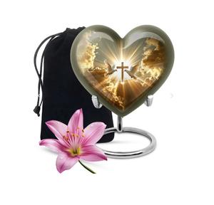 Urna Funeraria Decorativa en Forma de Corazón con Base y Bolsa de Terciopelo Gratis, para Cenizas Humanas, Urna de Cremación para Adultos, en Oferta - Product Image 2