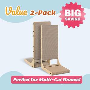 Lot de 2 griffoirs pour chat modernes et élégants, 25,6'' de hauteur, en bois, en forme de L, verticaux, à fixer au mur, pour l'intérieur - Product Image 2