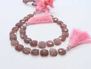 Perles carrées facettées en forme de fraise naturelle 8-9 mm, perles en pierre précieuse rouge fraise 8 pouces, perles carrées fraise pour bijoux - Product Image 6