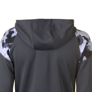 Sudadera con capucha unisex personalizada de poliéster con logo de diamantes de imitación, ropa deportiva con paneles de camuflaje en los hombros, fabricante OEM - Product Image 4