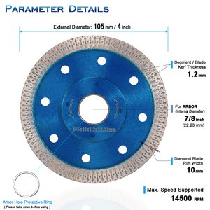 Lame diamantée professionnelle de 4 pouces pour meuleuse d'angle, idéale pour la découpe de carreaux - Product Image 3
