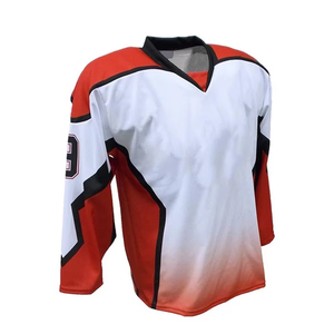 Maillot de hockey sur glace personnalisé, rayé bleu, vert et blanc, col en V, manches trois quarts, sublimé, vêtements pour hommes adultes - Product Image 5