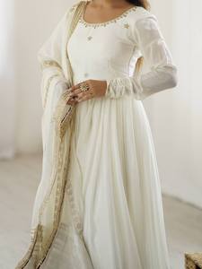 Vestido Largo Anarkali de Georgette Estilo Indio Tradicional Más Vendido con Dupatta de Diseñador para Mujer, Ropa de Fiesta, Hermoso Vestido - Product Image 2