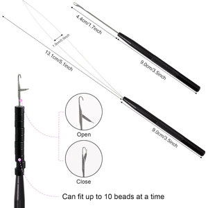 Kit d'extensions capillaires Micro Links professionnel avec pinces, aiguille à boucle, crochet de tirage et outils de pose de perles – Durable - Product Image 4