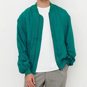 Blouson bomber vert à manches longues, fermeture éclair, col montant, couleur unie, en polyester tissé, imperméable, coupe-vent, léger, pour l'automne - Product Image 6