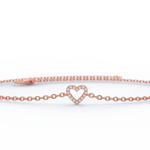 Bracelet Cœur Diamant Fantaisie en Or Massif 14K, Chaîne Délicate avec Diamants en Forme de Cœur, Idée Cadeau Romantique pour Elle, Anniversaire, Fêtes - Product Image 3