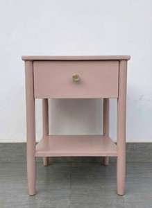 Mesa de Centro Moderna Color Rosa Pastel con Madera de Caucho Resistente y Chapa de Roble MDF para Sala de Estar, Dormitorio y Hogar - Product Image 2